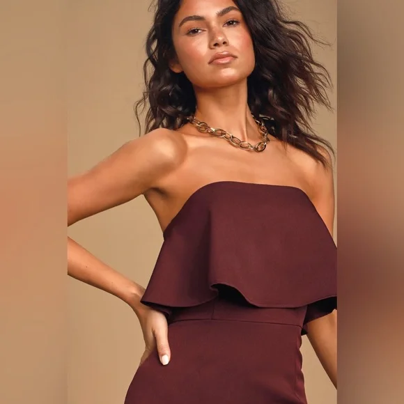 Lulu's Red Strapless Bodycon Cocktail Dress - Picture 3 of 6